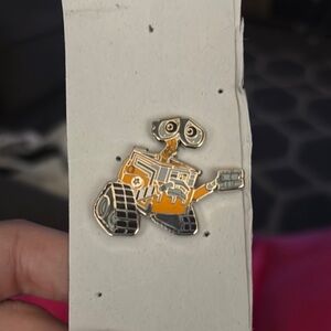 Orange and Silver Robot Enamel Pin- wallee